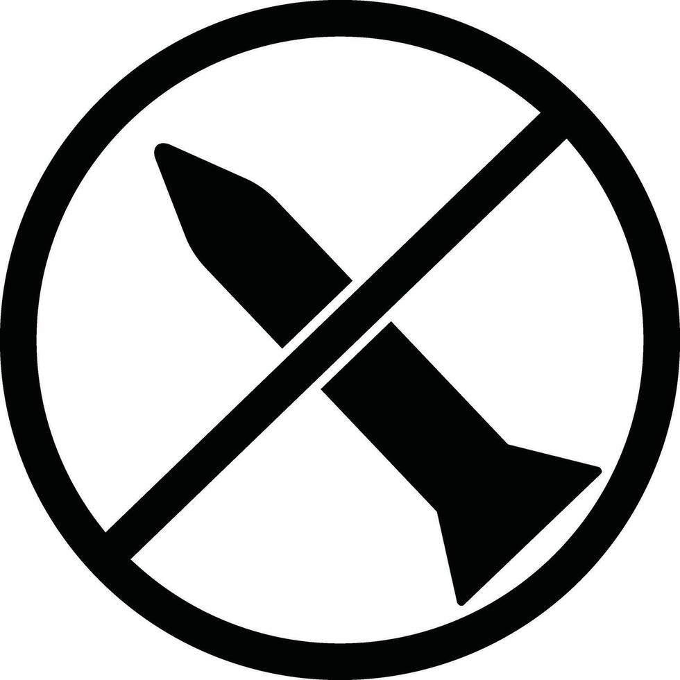 tecken av förbjuda i silhuett raket. vektor