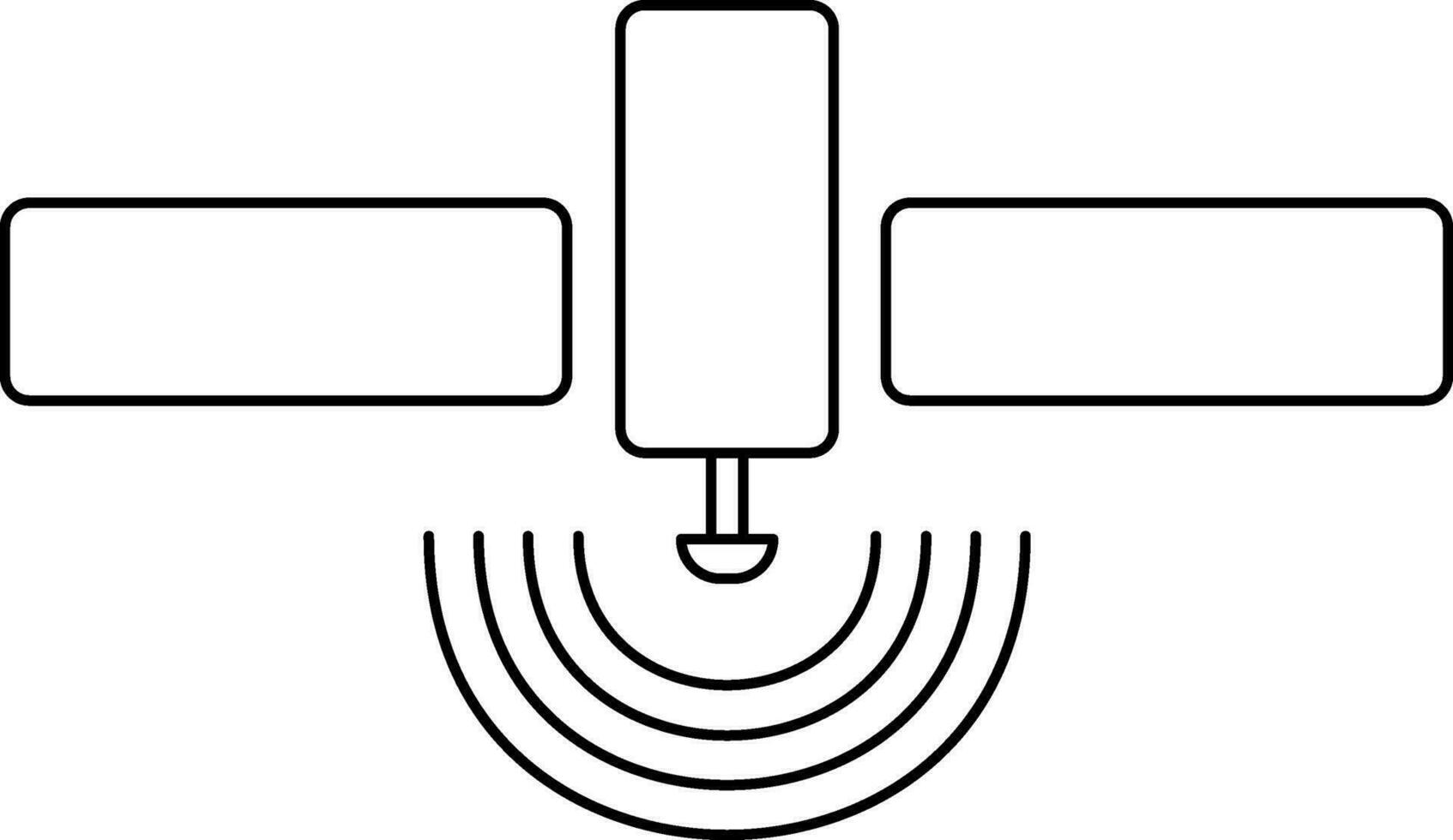 isoliert Linie Kunst Satellit im eben Stil. vektor