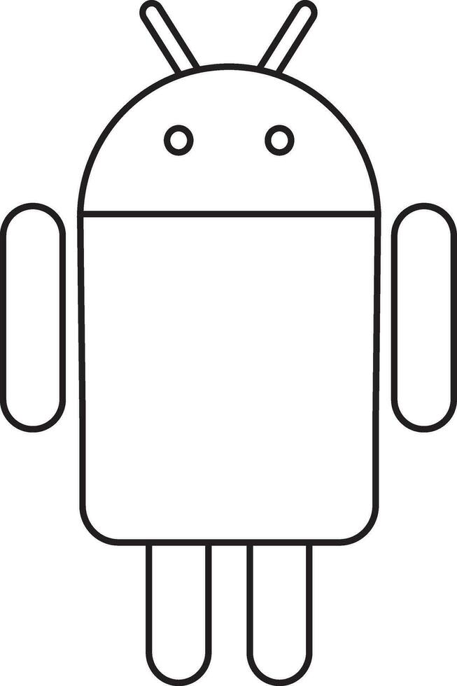 svart linje konst isolerat android logotyp. vektor