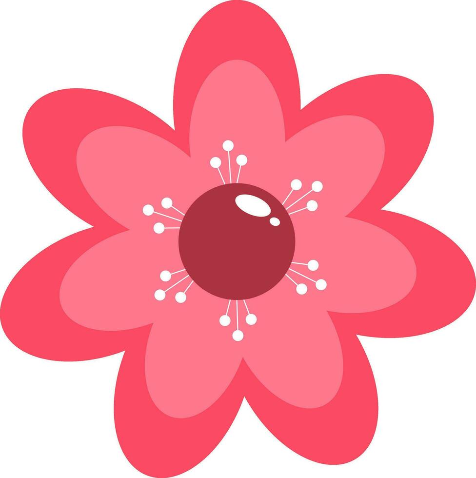 platt illustration av skön rosa blomma. vektor