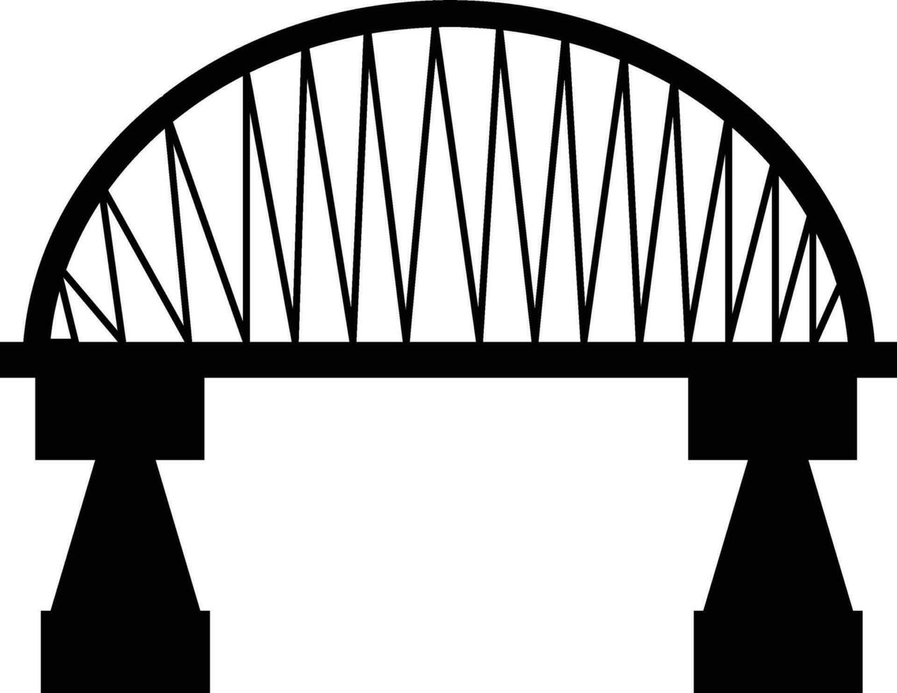 Hälfte kreisförmig gestalten Brücke im schwarz Farbe. vektor