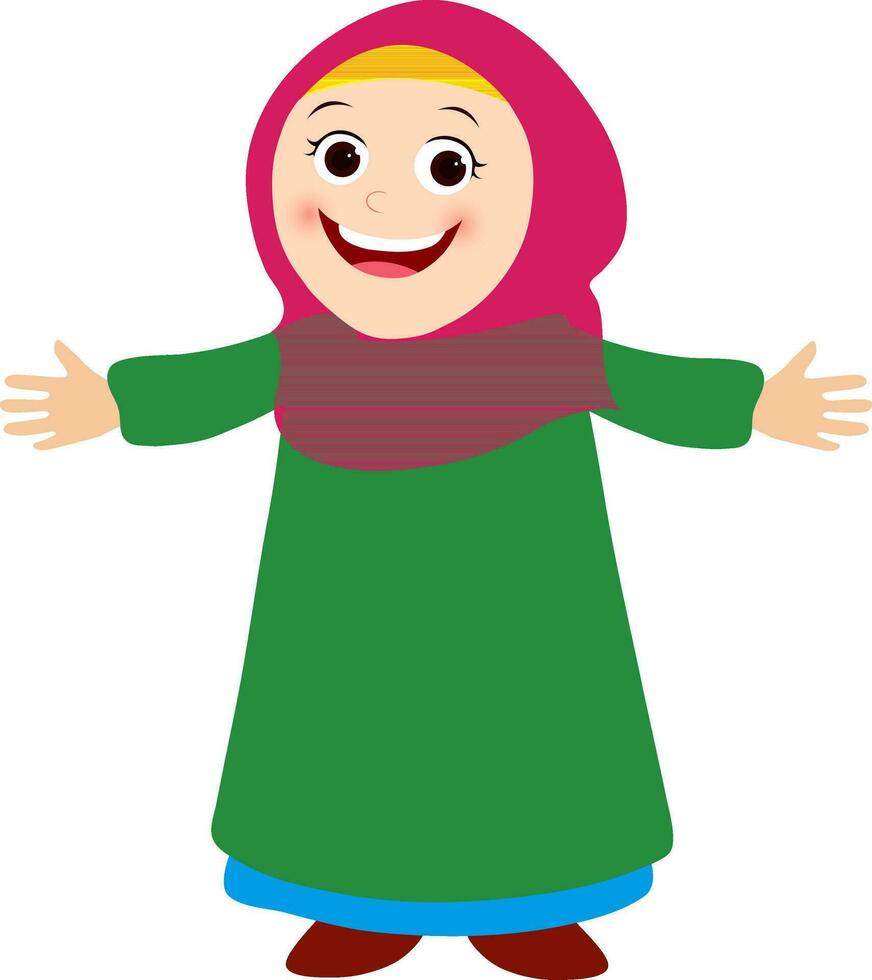 Illustration von glücklich Muslim Frau. vektor