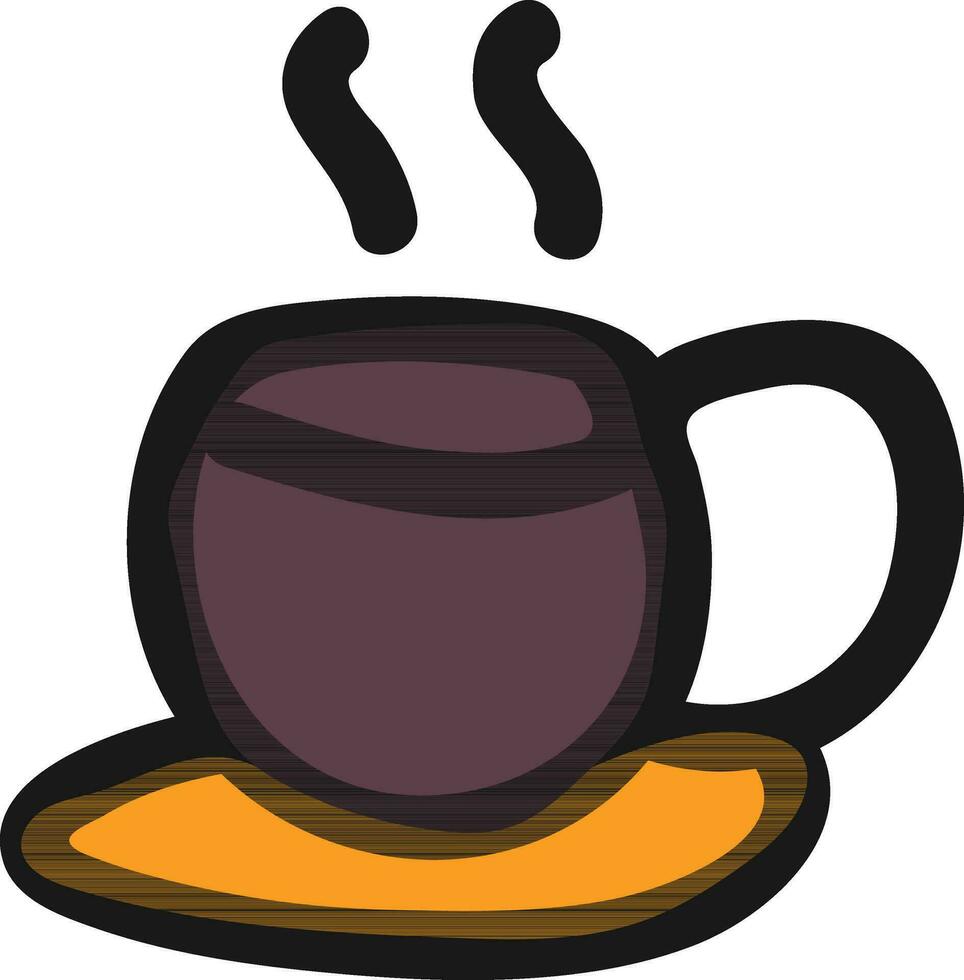 ikon av kopp tallrik i brun och gul Färg. vektor