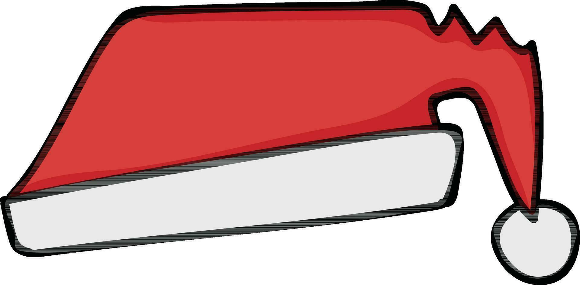 ikon av röd Färg santa keps i platt stil. vektor
