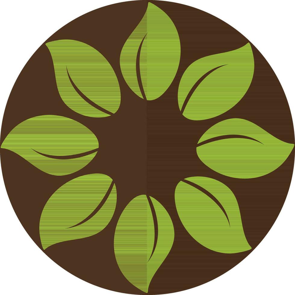 ikon av grön blad på cirkulär bakgrund i halv skugga. vektor