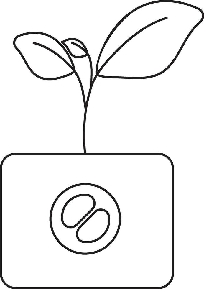 wachsend von ein Pflanze auf Topf Symbol mit Schlaganfall Stil. vektor