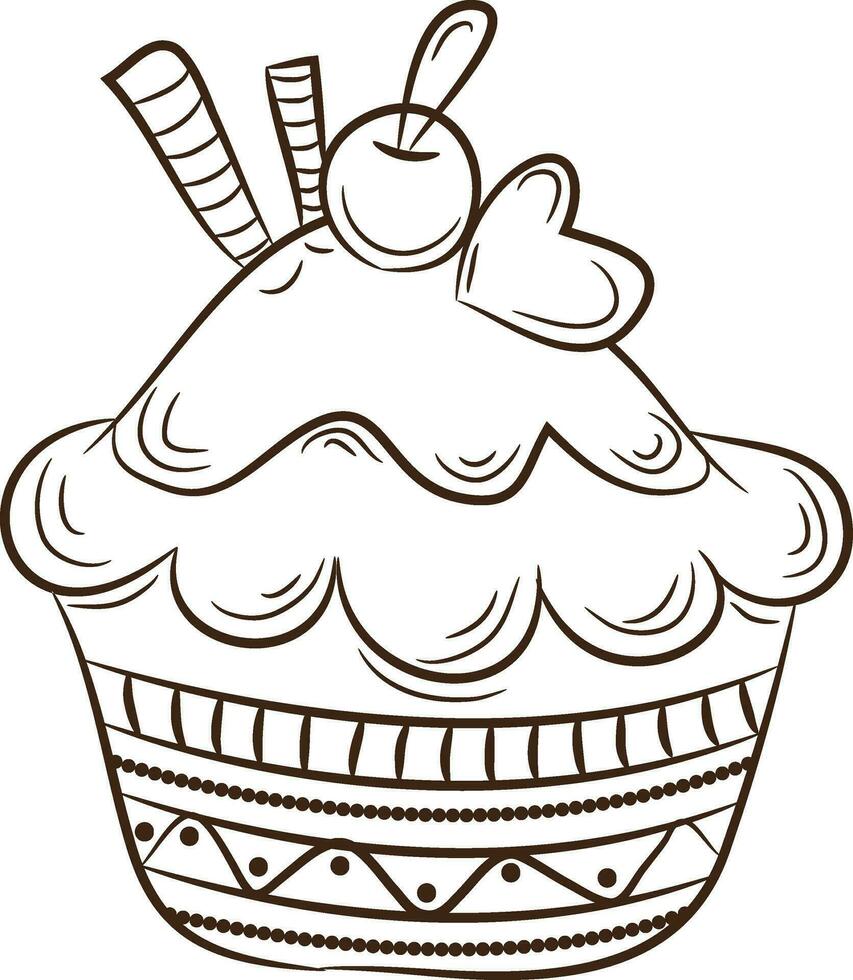 linje konst illustration av kopp kaka. vektor