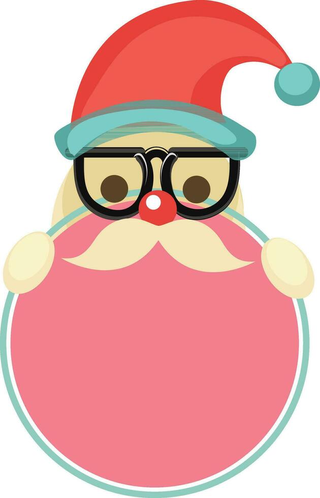 Santa claus tragen Hut, Brille und halten rahmen. vektor