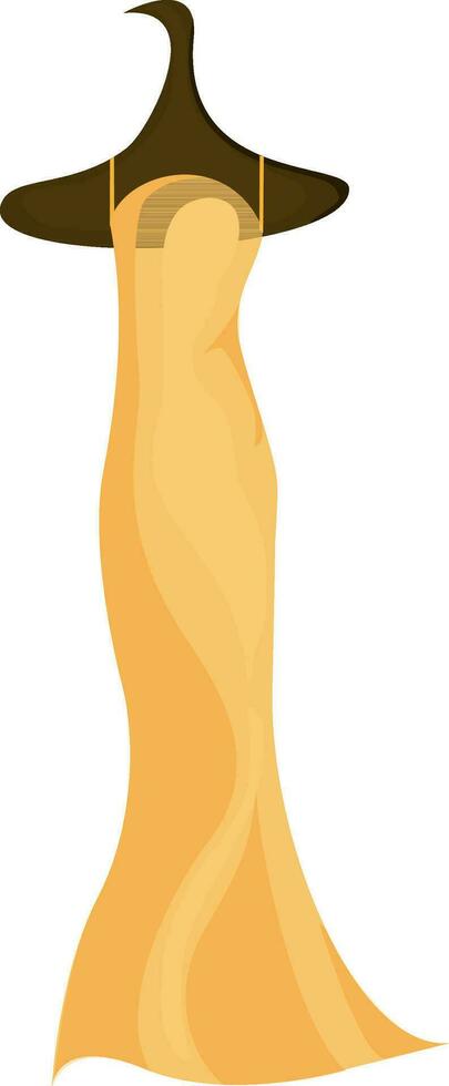 lång gul Färg klänning illustration på galge. vektor