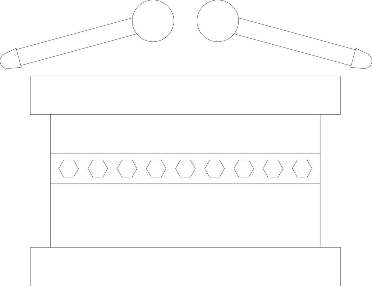 tunn linje illustration av trumma med pinnar. vektor