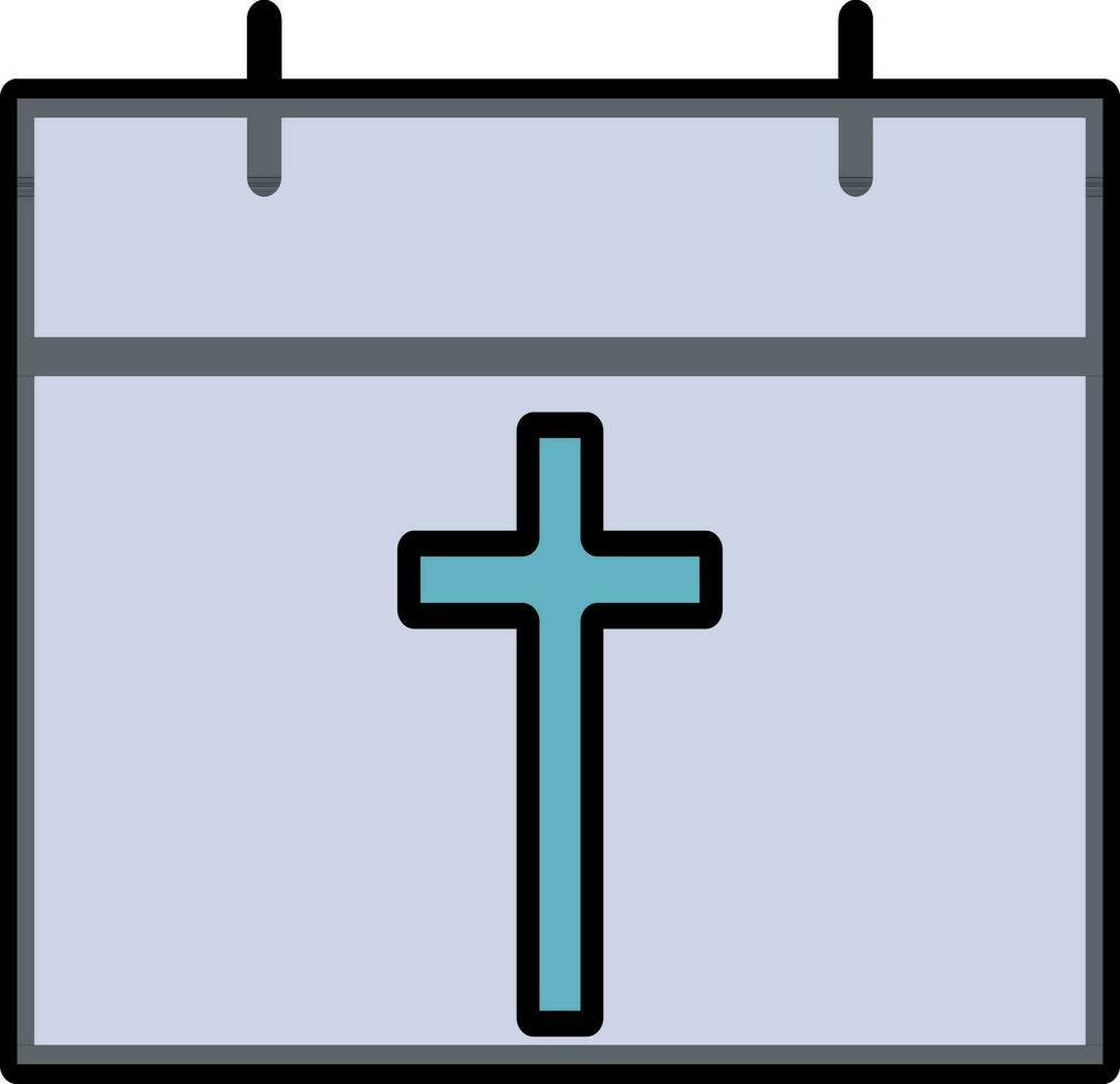 eben Illustration von Kalender mit Christian Kreuz. vektor