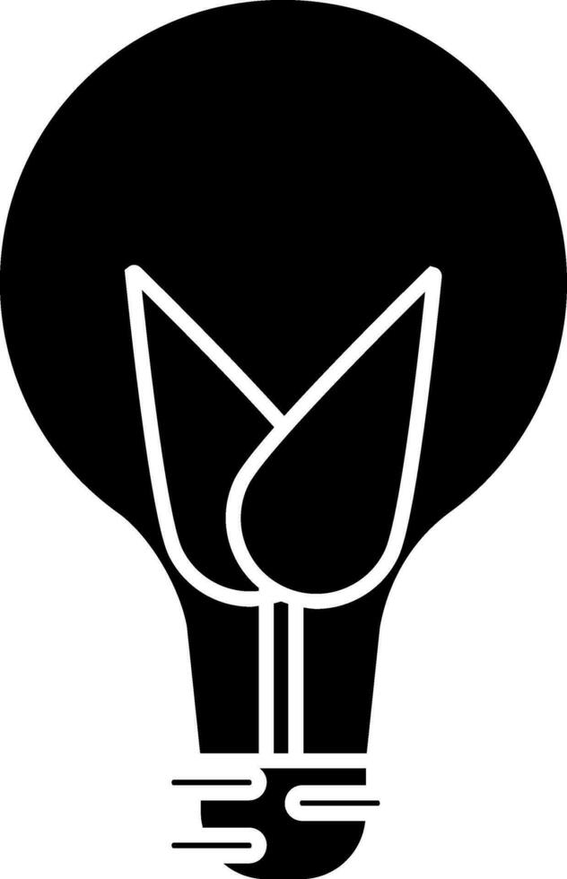 löv i ljus Glödlampa. glyf ikon eller symbol. vektor