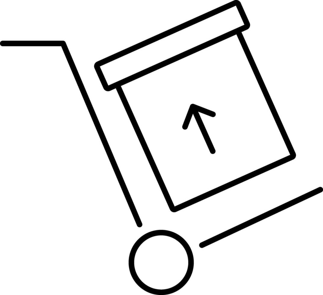 Symbol von Handwagen mit Karton Kasten. vektor