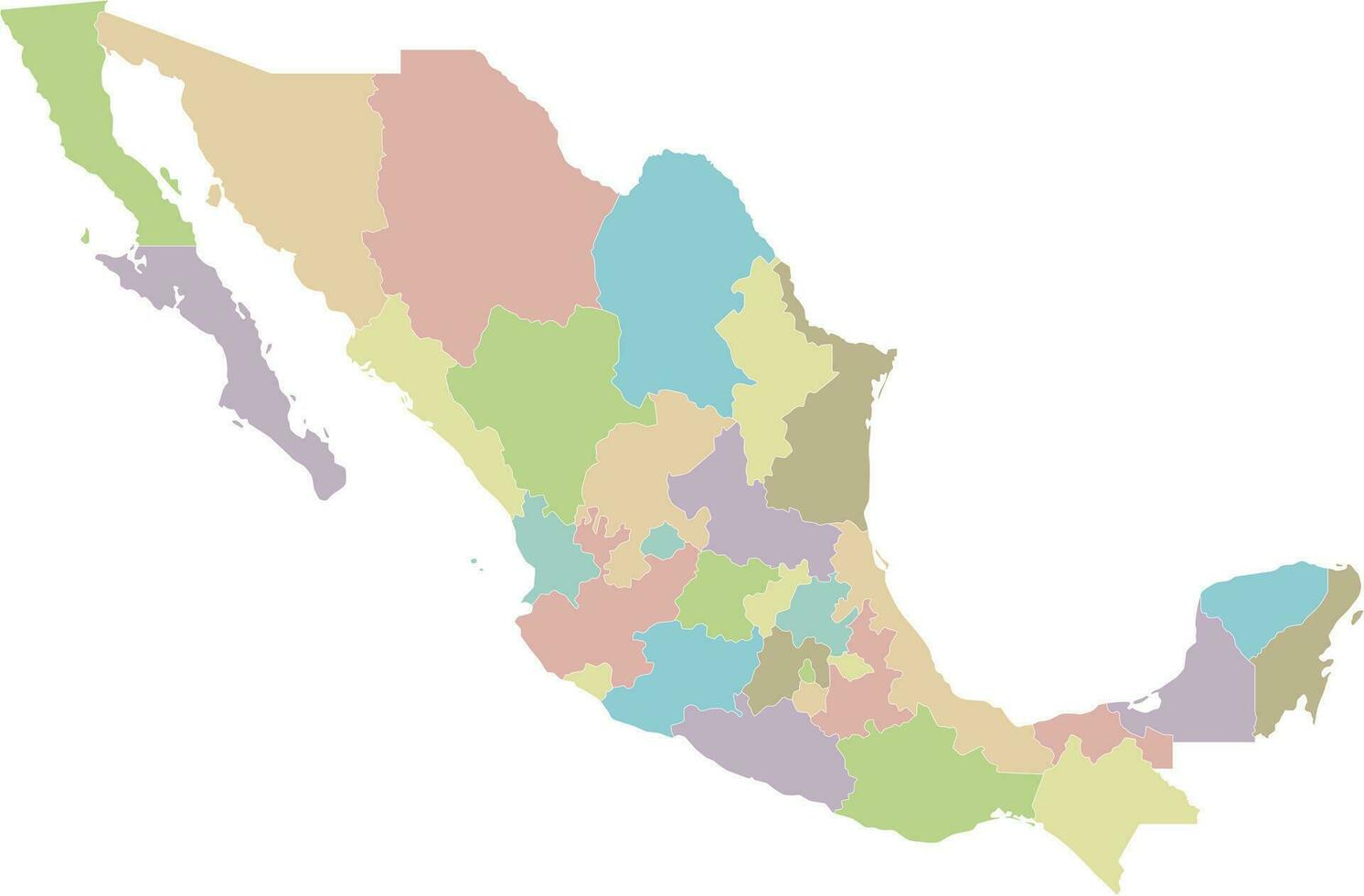 vektor tom Karta av mexico med regioner eller eller stater och administrativ divisioner. redigerbar och klart märkt skikten.