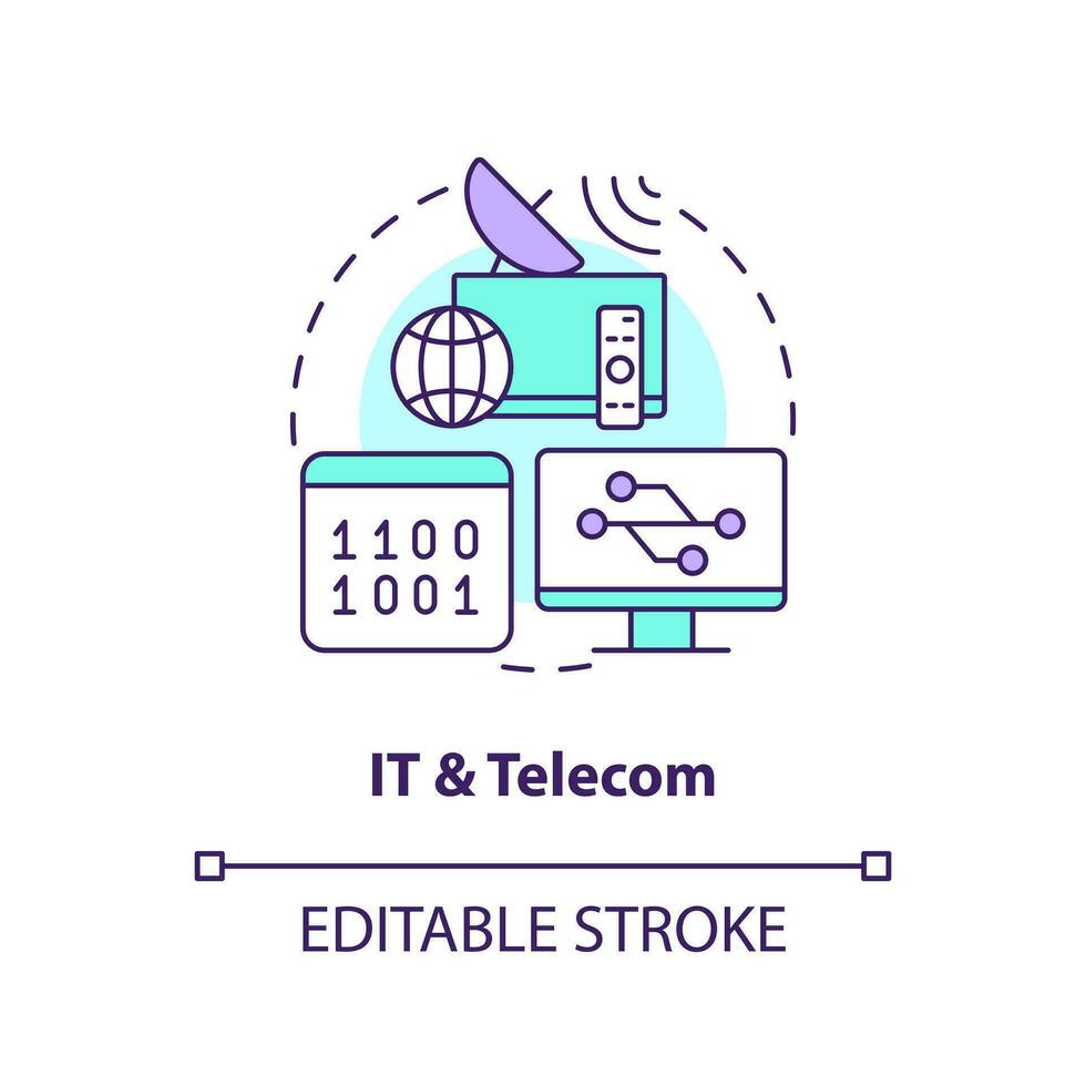 den och telekom begrepp ikon. kommunikation. version kontrollera systemet slutet användare industri abstrakt aning tunn linje illustration. isolerat översikt teckning. redigerbar stroke vektor