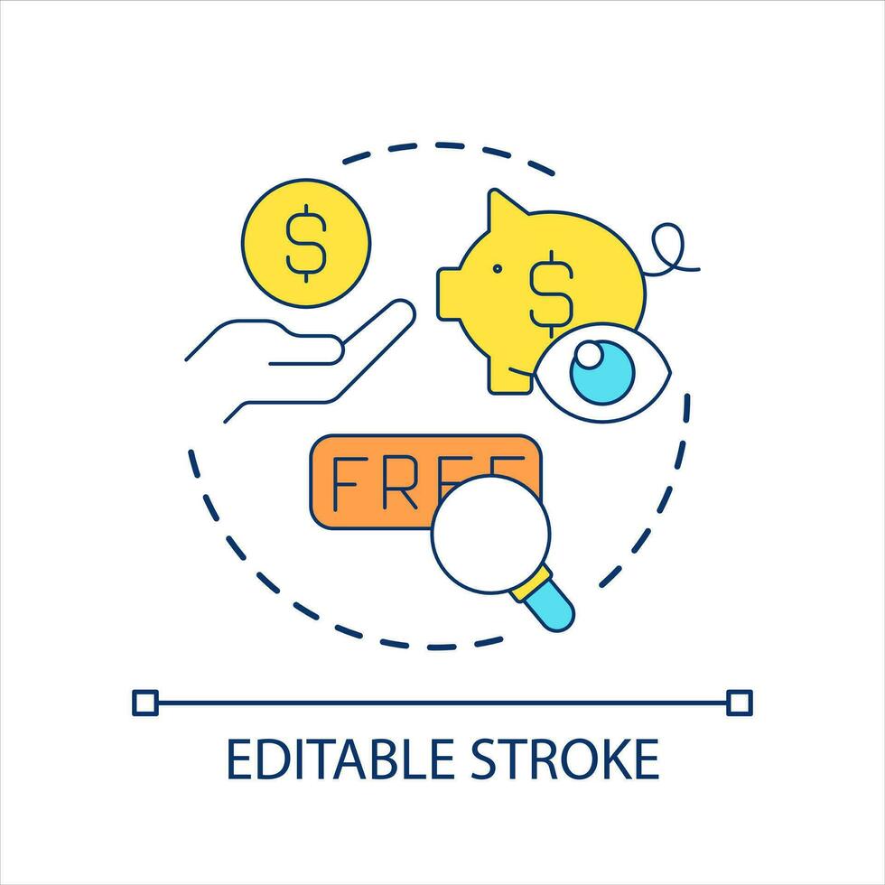 sparande pengar begrepp ikon. finansiell läskunnighet. kostar förvaltning. finansiera reglering tips abstrakt aning tunn linje illustration. isolerat översikt teckning. redigerbar stroke vektor