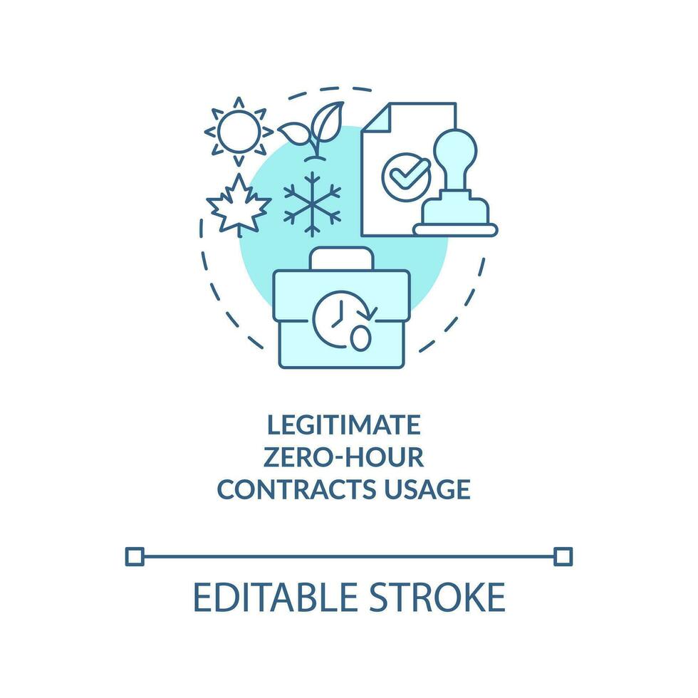 legitim noll timmar kontrakt användande turkos begrepp ikon. rättvis arbetssätt politik abstrakt aning tunn linje illustration. isolerat översikt teckning. redigerbar stroke vektor