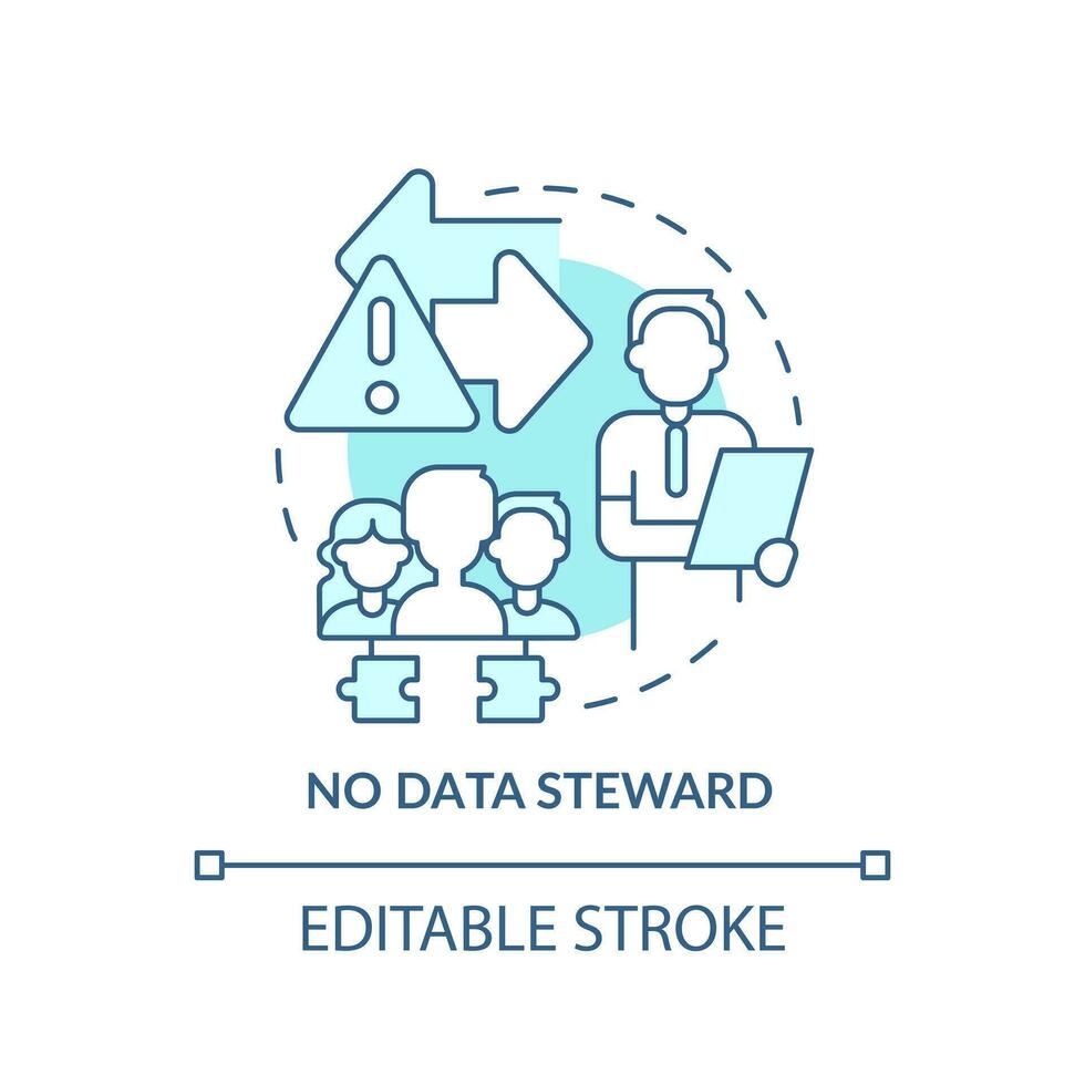 Nej data steward turkos begrepp ikon. information administratör. data bemästra abstrakt aning tunn linje illustration. isolerat översikt teckning. redigerbar stroke vektor