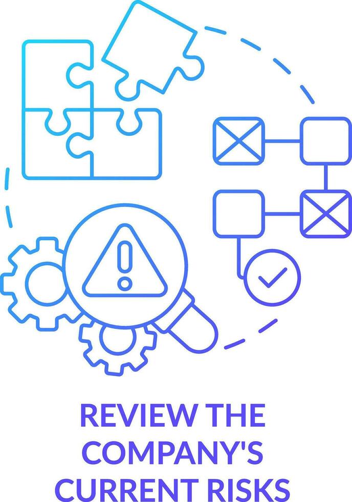 recension företag nuvarande risk blå lutning begrepp ikon. bestämmande kassan förvaltning nödvändighet abstrakt aning tunn linje illustration. isolerat översikt teckning vektor