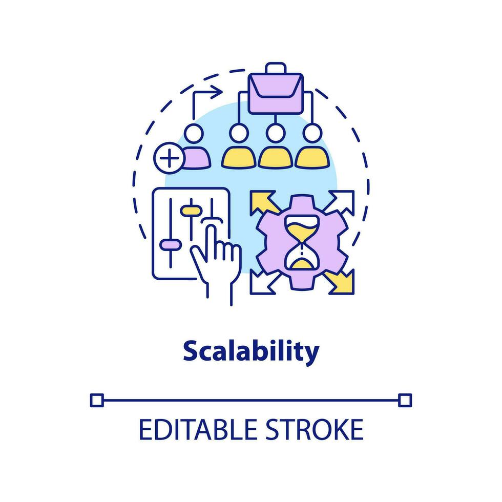 Skalierbarkeit Konzept Symbol. Überbesetzung Vorteil zum Geschäft abstrakt Idee dünn Linie Illustration. Nachfrage zum Neu Arbeitskräfte. isoliert Gliederung Zeichnung. editierbar Schlaganfall vektor