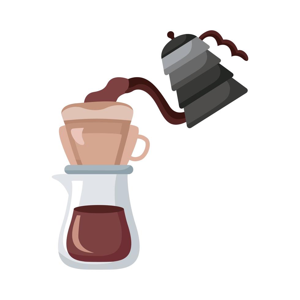 kaffe vattenkokare och tekanna redskap platt stil ikon vektor