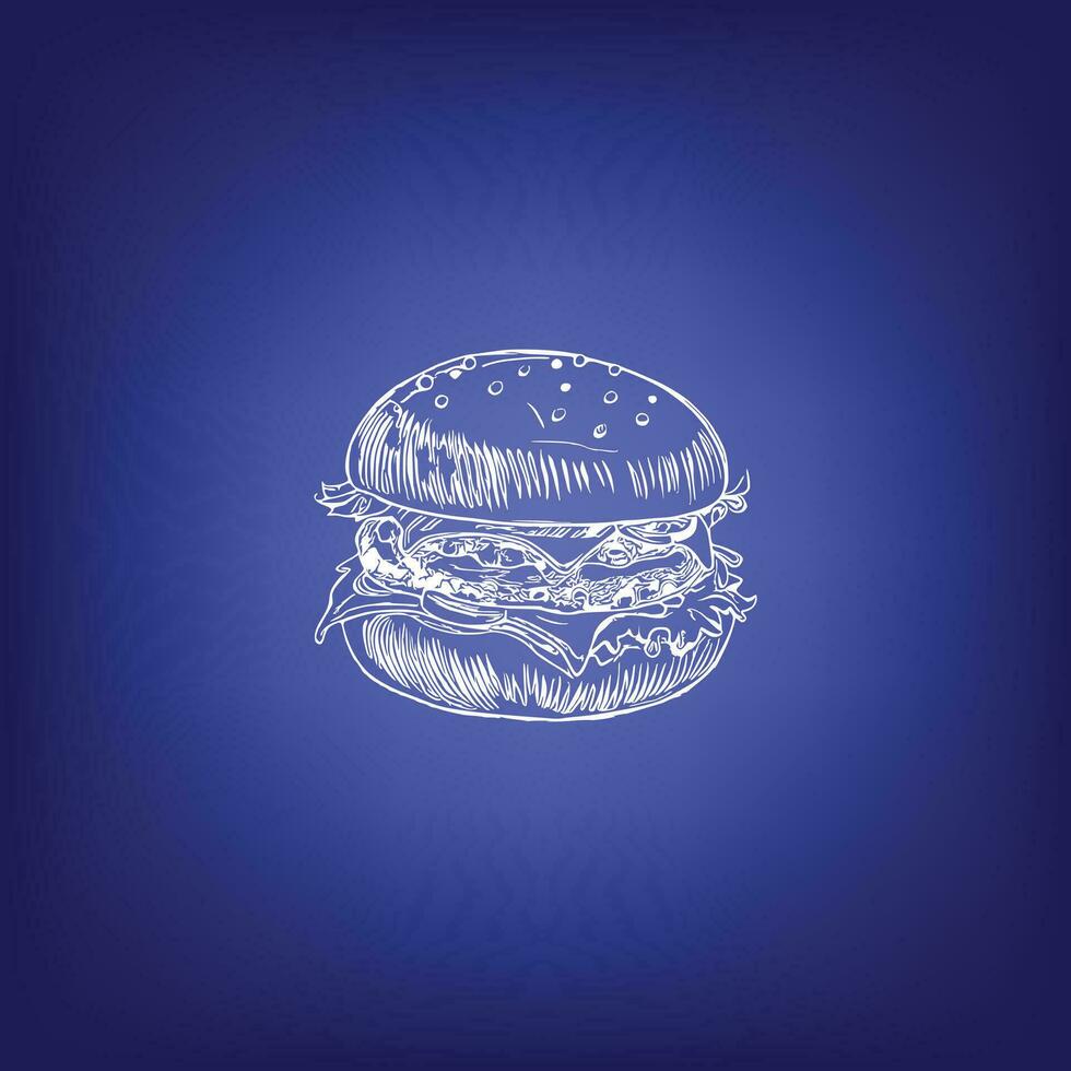 Linie Kunst Burger Vektor Illustration.