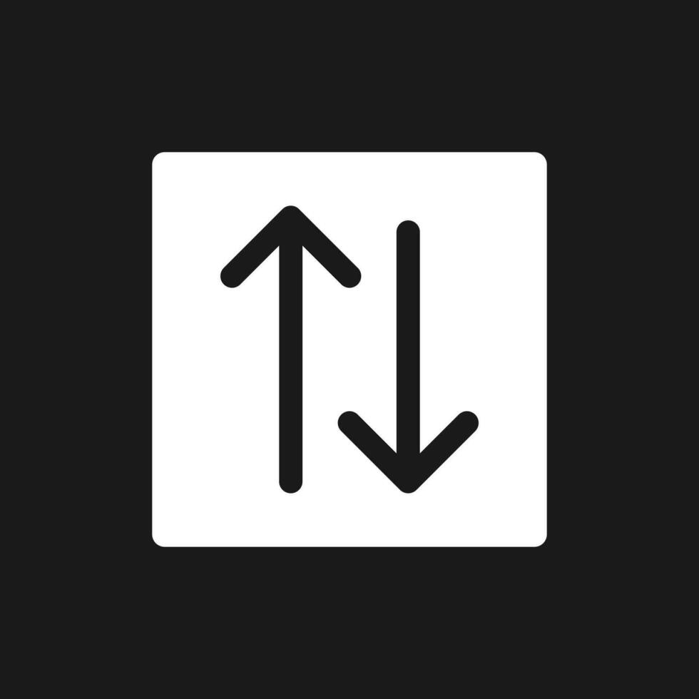 två sätt trafik pilar mörk läge glyf ui ikon. destination. väg tecken. användare gränssnitt design. vit silhuett symbol på svart Plats. fast piktogram för webb, mobil. vektor isolerat illustration