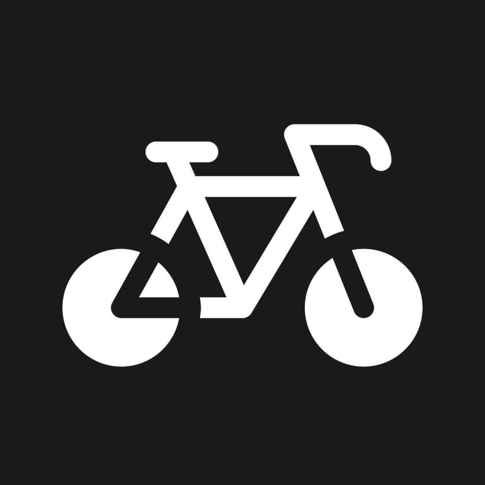 cykel mörk läge glyf ui ikon. ridning cykel. uthyrning service. användare gränssnitt design. vit silhuett symbol på svart Plats. fast piktogram för webb, mobil. vektor isolerat illustration