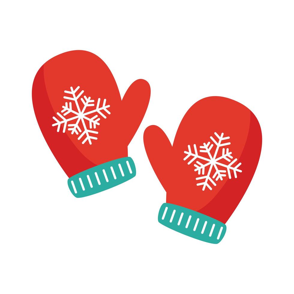 Happy Frohe Weihnachten Handschuhe flache Stilikone vektor