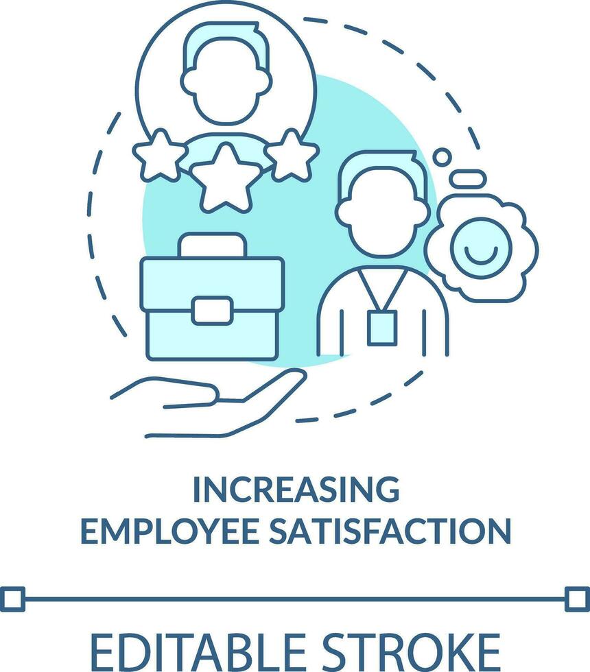 ökande anställd tillfredsställelse turkos begrepp ikon. onboarding utmaning abstrakt aning tunn linje illustration. isolerat översikt teckning. redigerbar stroke vektor