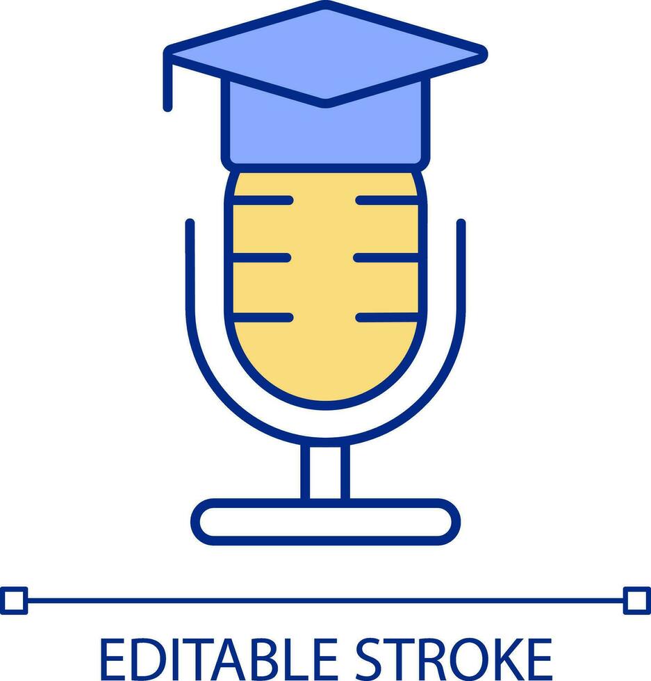 högskola för röst verkande rgb Färg ikon. passande dubbning konstnär. radio personlighet värd skicklighet inlärning. isolerat vektor illustration. enkel fylld linje teckning. redigerbar stroke