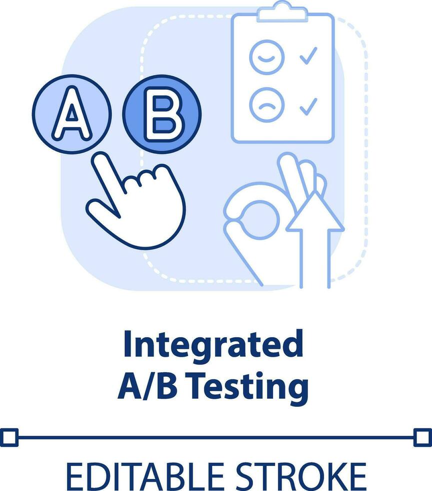 integriert ab testen Licht Blau Konzept Symbol. Kunde Engagement Plattform Feature abstrakt Idee dünn Linie Illustration. isoliert Gliederung Zeichnung. editierbar Schlaganfall vektor