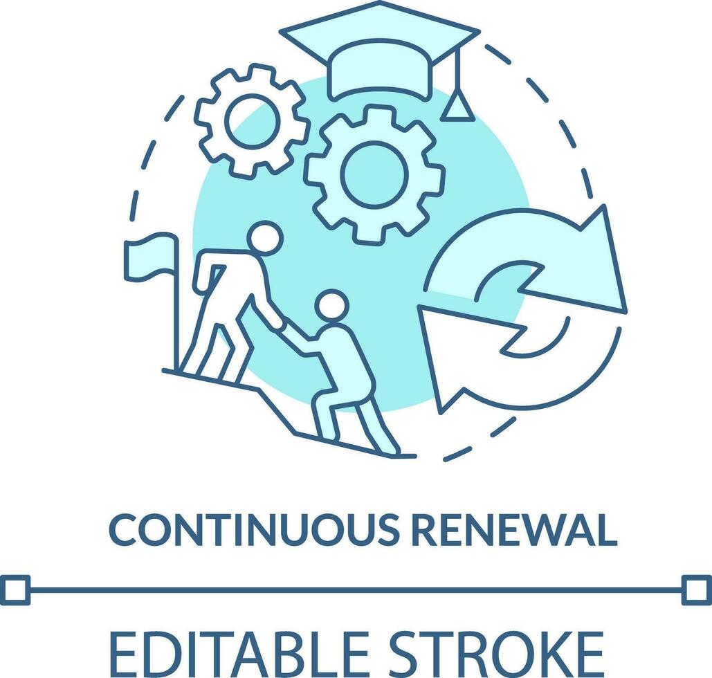 kontinuierlich Erneuerung Türkis Konzept Symbol. organisatorisch Kultur abstrakt Idee dünn Linie Illustration. Bildung. isoliert Gliederung Zeichnung. editierbar Schlaganfall vektor
