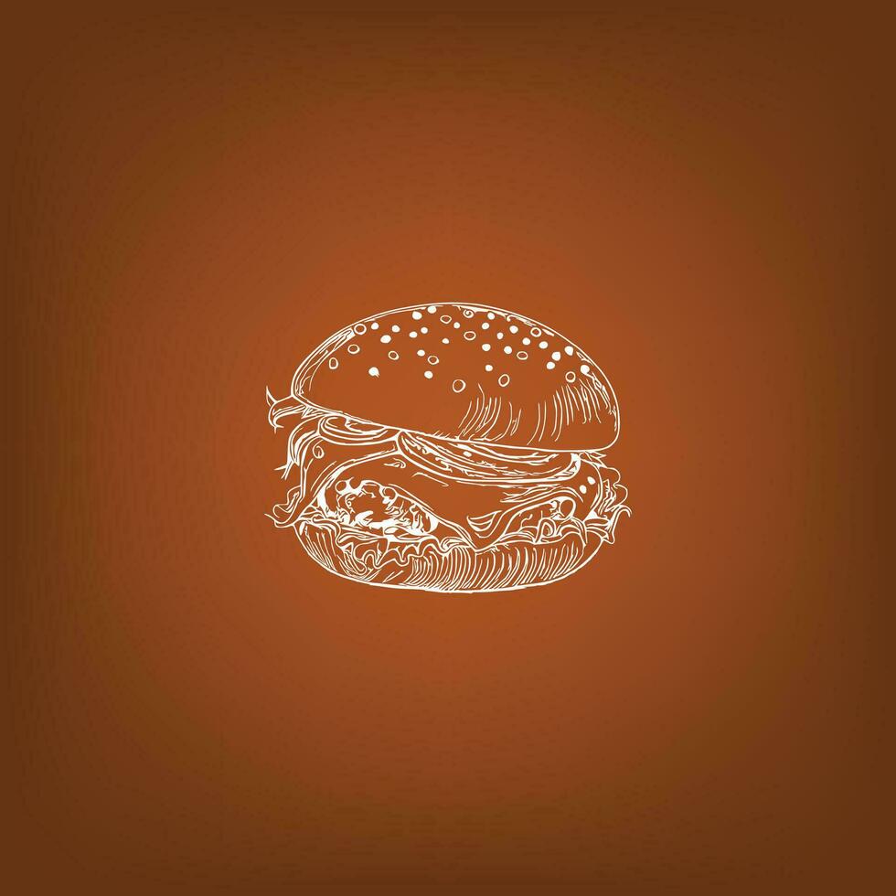 Linie Kunst Burger Vektor Illustration.