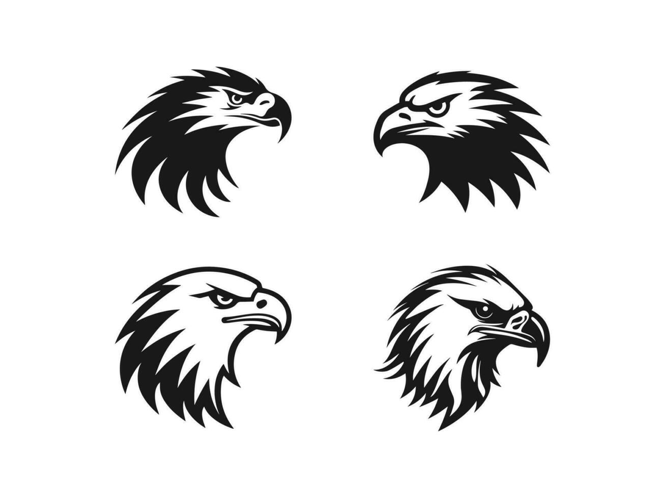 aggressiv Örn eller Hök uppsättning logotyp silhuett vektor ikon