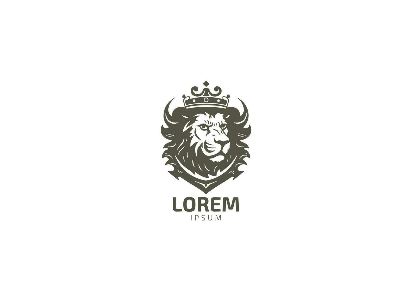 lejon lyx logotyp ikon mall, elegant lejon logotyp design illustration, lejon huvud med krona logotyp vektor