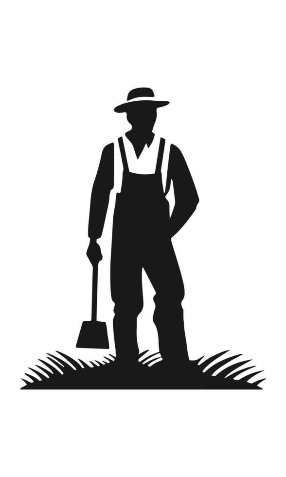 jordbrukare arbetssätt på fält vektor logotyp illustration karaktär design