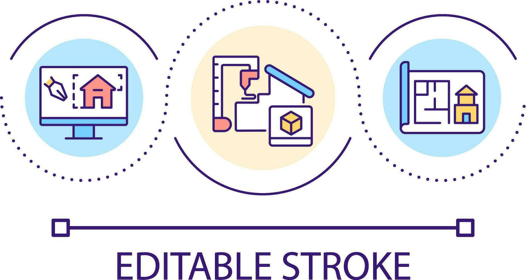 programvara för arkitektonisk projekt slinga begrepp ikon. byggnad teknologi. exakt ritningar abstrakt aning tunn linje illustration. isolerat översikt teckning. redigerbar stroke vektor