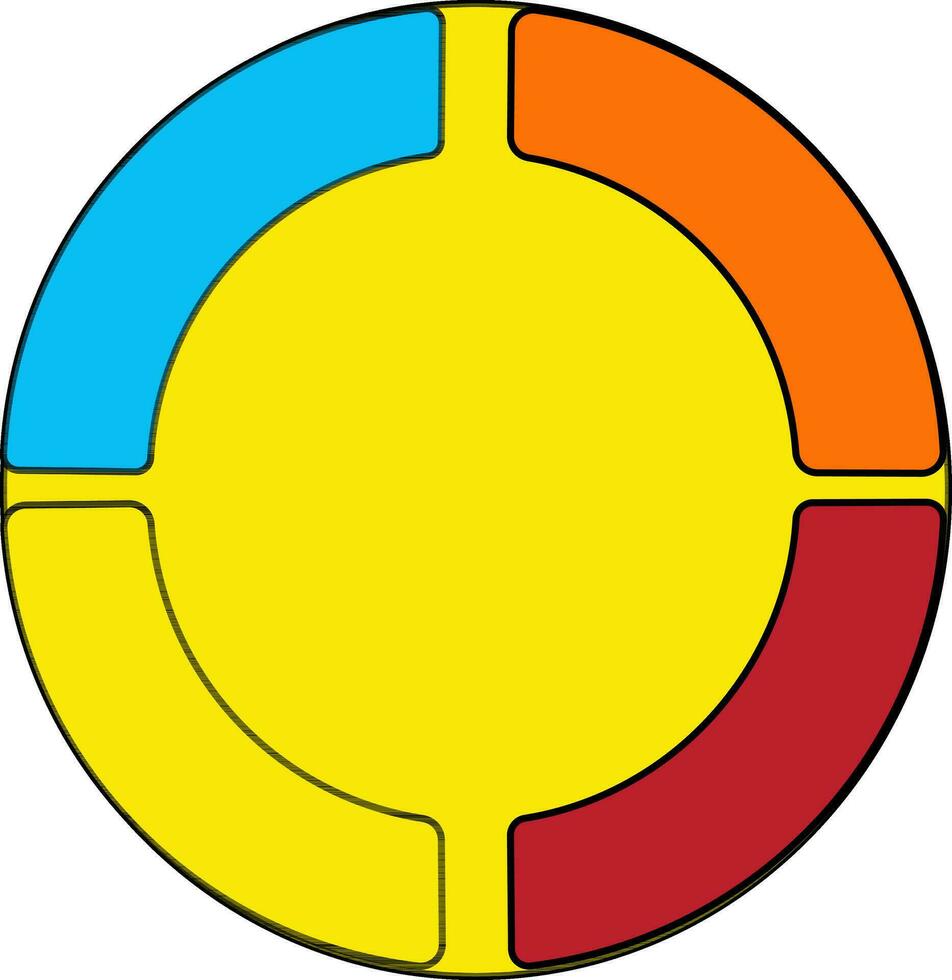 svart linje konst stämpel i gul och orange, blå Färg. vektor