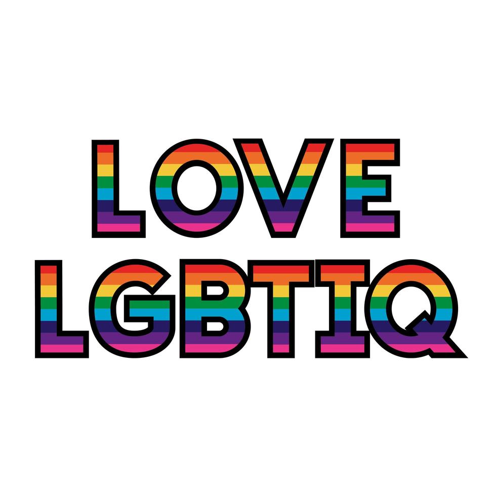 älskar lgbtiq bokstäver med flagga gay vektor