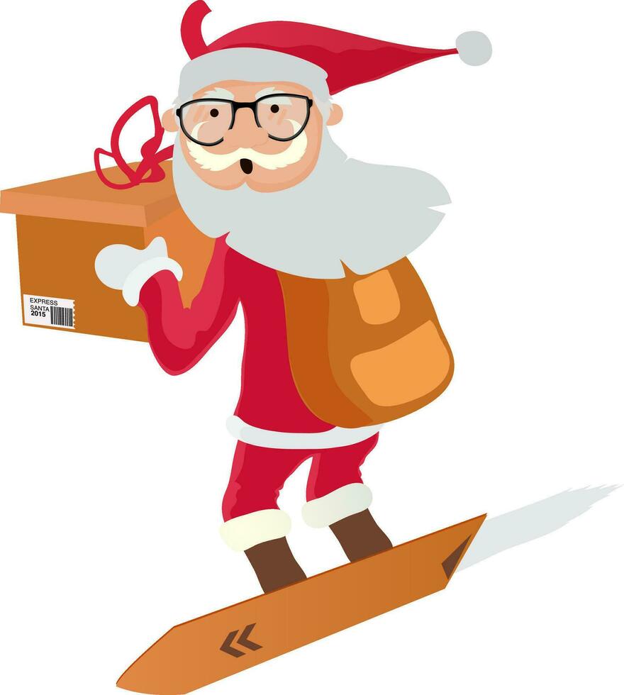 Santa claus mit Geschenk Box zum Weihnachten Feier. vektor