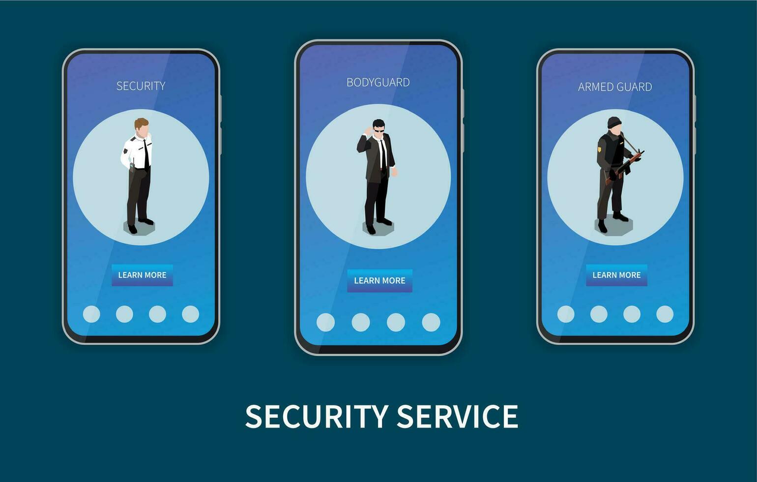 säkerhet service mobil app uppsättning vektor