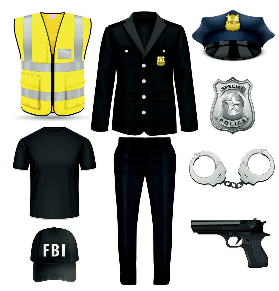 Polizist Uniform einstellen vektor