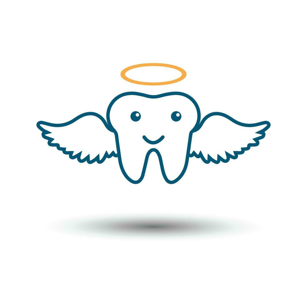 flygande tand dental klinik logotyp med vingar vektor illustration