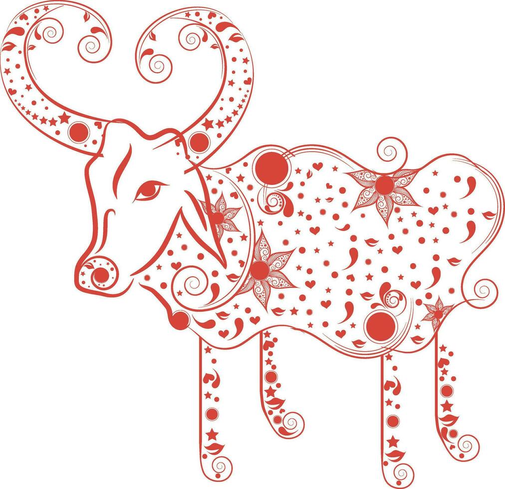 blommig design av tjur i taurus i zodiaken tecken. vektor