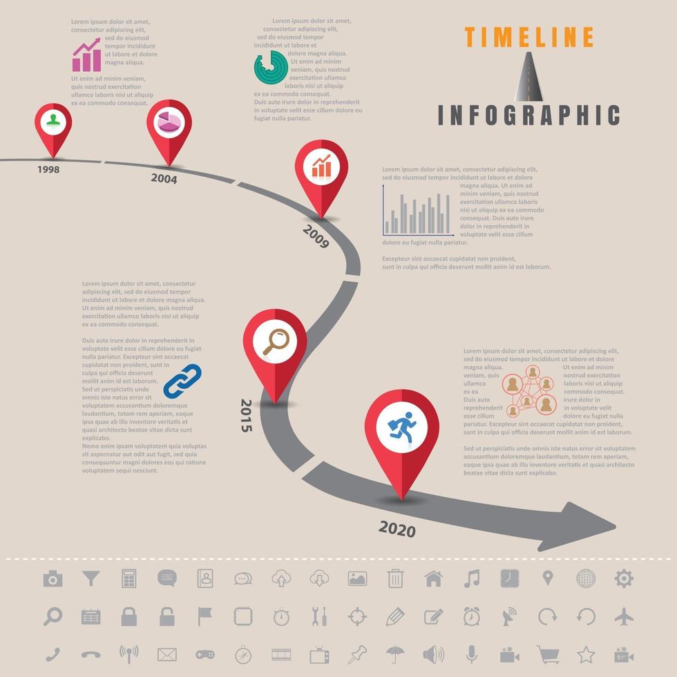 Infografik-Verkehrszeichen der Geschäftskarte Timeline für abstrakten Hintergrund. Vorlage Meilenstein Element moderne Diagramm Prozesstechnologie digitale Marketingdaten Präsentationstabelle vektor