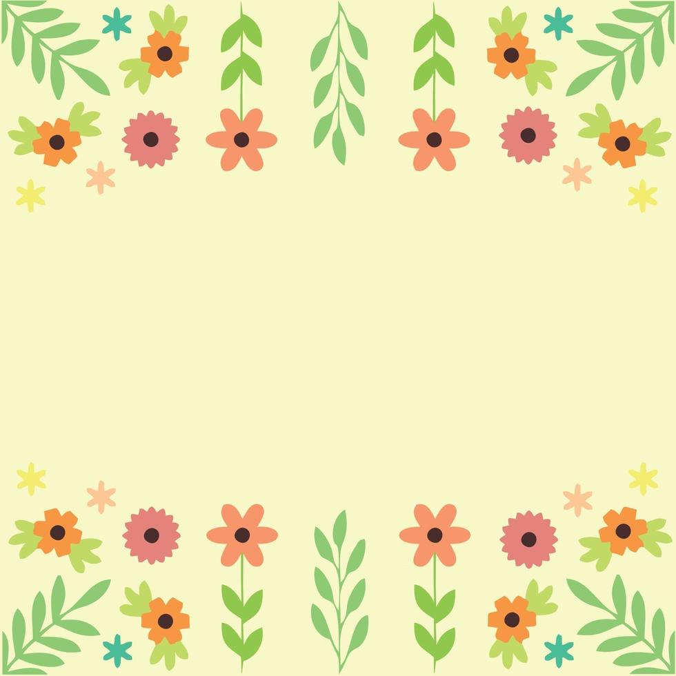 gul bakgrund med blommor vektor