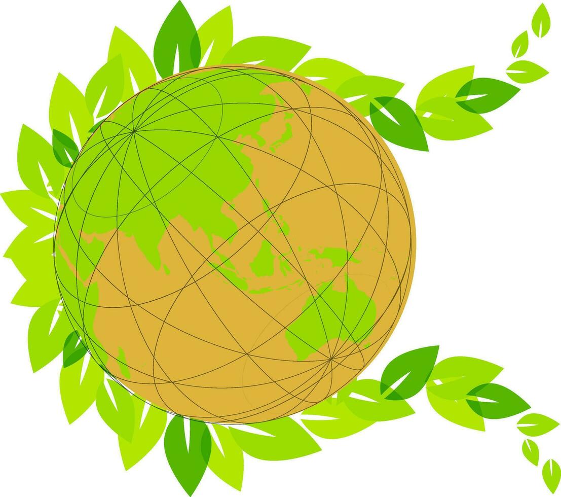 Erde Globus dekoriert mit Blätter. vektor