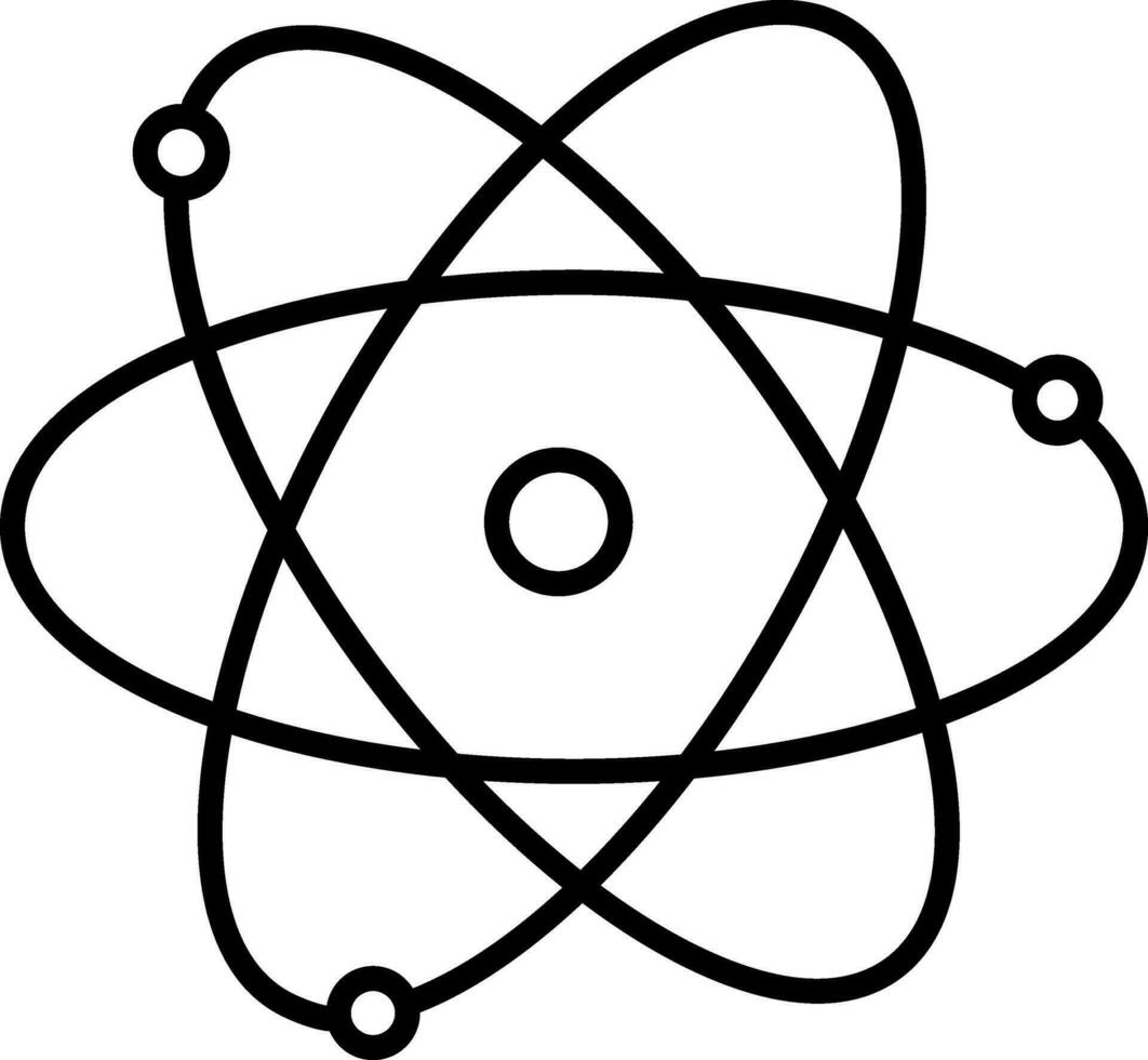 Atom Zeichen oder Symbol im Linie Kunst Stil. vektor