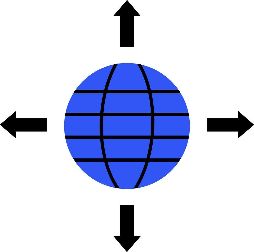 Blau und schwarz Globus mit Pfeile. vektor